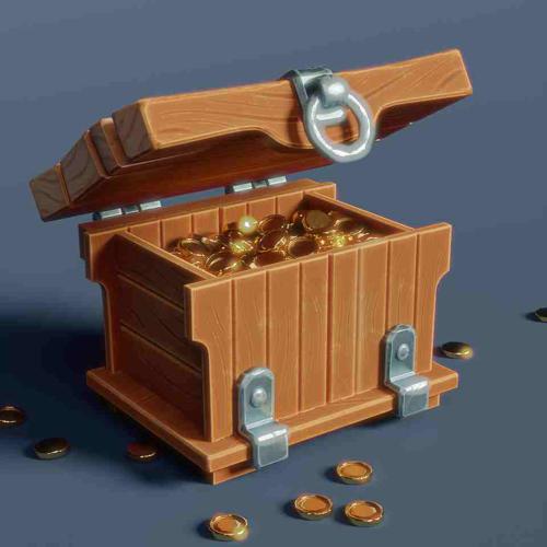 Pirate chest with gold coins preview image